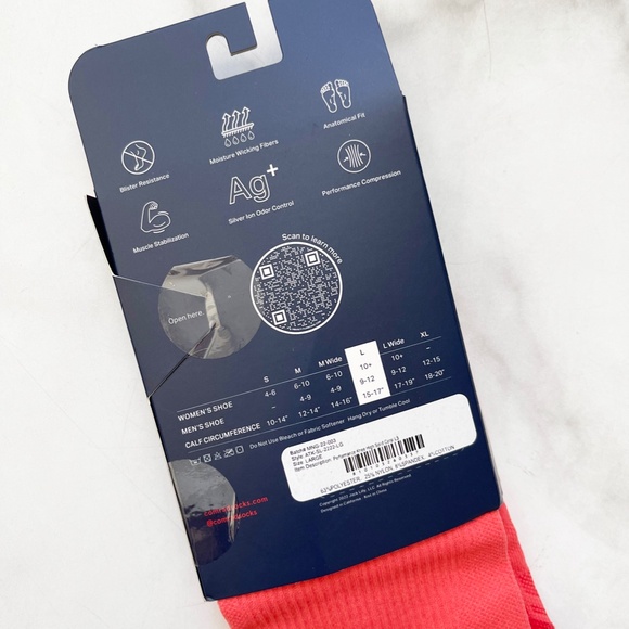 Comrad Performance Knee High Compression Socks - Coral, Size Large - Picture 5 of 5